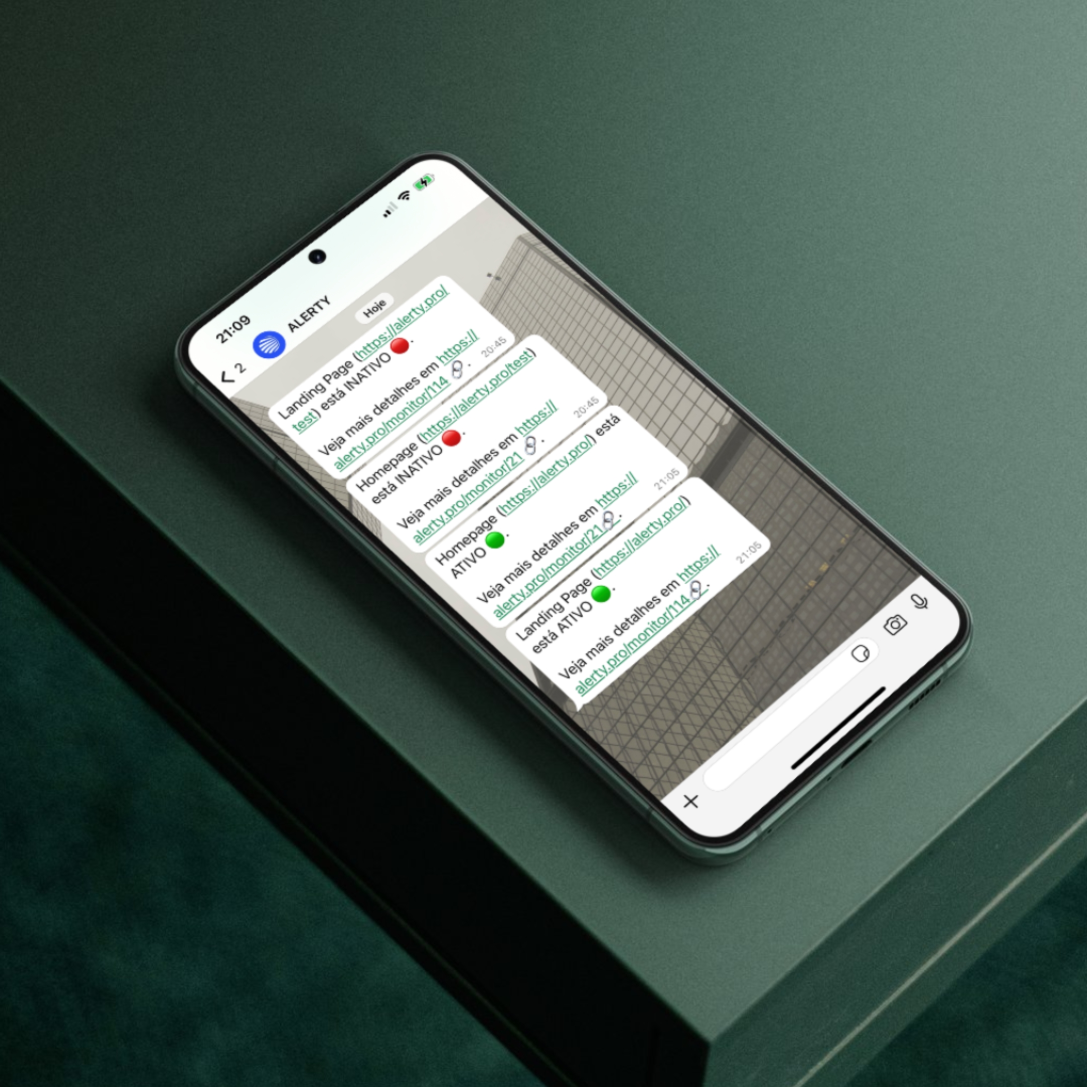 Screenshot of the app monitors incidents page